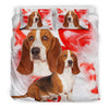 Basset Hound On Red Print Bedding Set