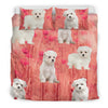 Lovely Maltese Dog On Pink Print Bedding Set