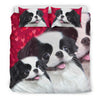 Japanese Chin Dog Art On Red Print Bedding Set