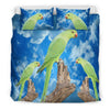 Rose Ringed Parrot With Sky Print Bedding Set