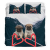 Cute Pug Puppies With Love Print Bedding Sets