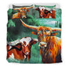 Beautiful Texas Longhorn Cattle (Cow) Print Bedding Set