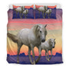 White Lusitano Horse Print Bedding Sets