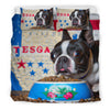 [AI Generated] Boston Terrier with a bowl from Texas Bedding Set