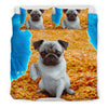 [AI Generated] Pug with a bowl from California Bedding Set