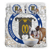 [AI Generated] Bulldog with a bowl from Massachusetts Bedding Set