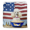 [AI Generated] Poodle with a bowl from New York Bedding Set