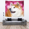 Akita Dog On Pink Print Tapestry