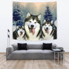 Laughing Alaskan Malamute Print Tapestry