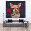 Chihuahua With Rose Print Tapestry