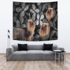 Australian Silky Terrier On Black Print Tapestry