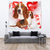 Basset Hound On Red Print Tapestry