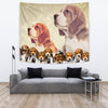 Cute Beagle Dog On Golden Print Tapestry