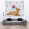 Australian Terrier With Rose Print Tapestry