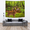 Bengal Cat In Jungle Print Tapestry