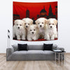 Bichon Frise Puppies On Red Print Tapestry