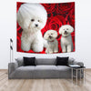 Bichon Frise On Rose Print Tapestry