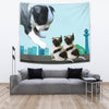 Boston Terrier With Puppies Print Tapestry