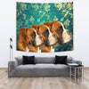 Boxer Dog On Blue Print Tapestry