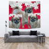 Tibetan Spaniel Print On Red Tapestry