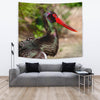 Black Stork Bird Print Tapestry