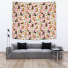 Yorkie Dog Floral Print Tapestry