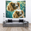 Cavalier King Charles Spaniel On Blue Print Tapestry