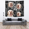 Clumber Spaniel On Black Print Tapestry