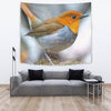 Japanese Robin Bird Print Tapestry