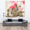 Norwegian Elkhound On Flower Print Tapestry