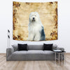 Old English Sheepdog On Yellow Print Tapestry