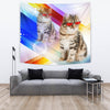 Cute Siberian Cat With Red Glasses Print Tapestry