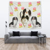 Japanese Chin Dog Floral Print Tapestry