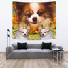 Cute Papillon Dog Print Tapestry