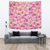 Pink Daisy Flower Print Tapestry