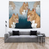 Pit Bull Terrier On Blue Print Tapestry