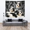 Lovely Polish Lowland Sheepdog On Black Print Tapestry