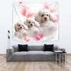 Cute Poodle On Soft Pink Print Tapestry