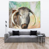 Amazing English Longhorn Cattle (Cow) Print Tapestry