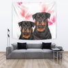 Rottweiler On Soft Pink Print Tapestry