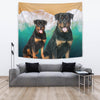 Rottweiler On Beach Print Tapestry