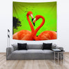 Heart Shape Flamingo Bird Print Tapestry