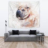 Shar Pei Dog Watercolor Art Print Tapestry