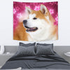 Akita Dog On Pink Print Tapestry