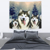 Laughing Alaskan Malamute Print Tapestry