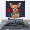 Chihuahua With Rose Print Tapestry