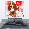 Basset Hound On Red Print Tapestry