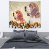 Cute Beagle Dog On Golden Print Tapestry