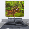 Bengal Cat In Jungle Print Tapestry