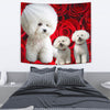 Bichon Frise On Rose Print Tapestry